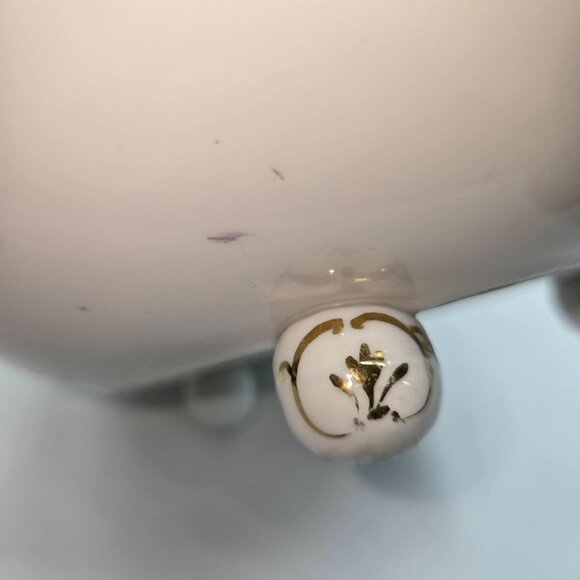 Hand-Painted Nippon Porcelain Footed Bowl With Gold Trim & Purple  Floral Design - Picture 8 of 9